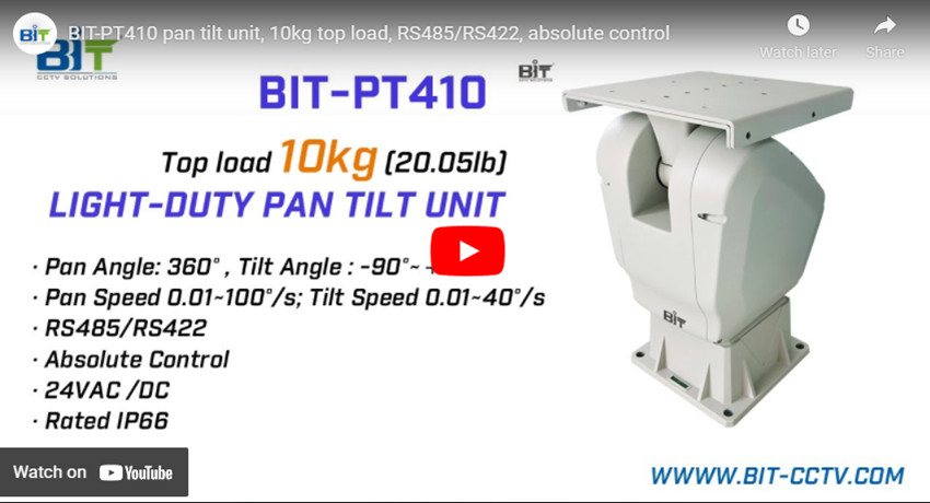 BIT-PT410 pan vipenhed, 10kg topbelastning, RS485/RS422, absolut kontrol