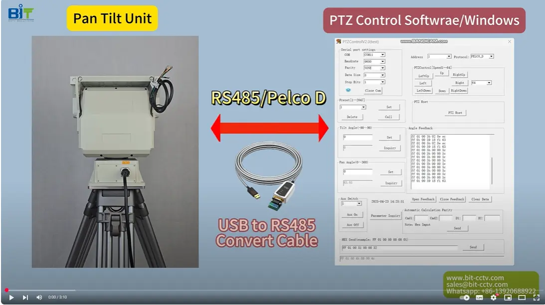 Sådan styres en BIT-CCTV pan tilt positioner via RS485 fra en Windows-softwaren
